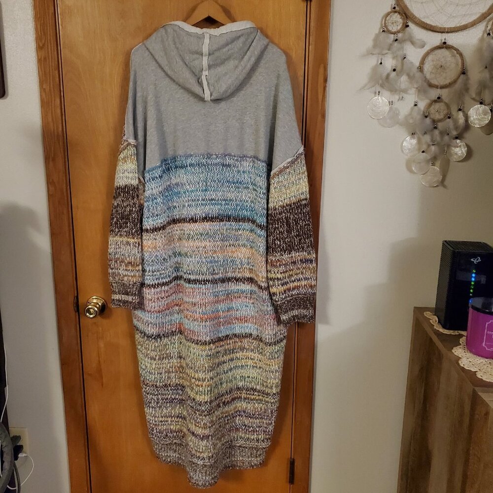 Free People Smiles Cardigan Womens XL NWT Rainbow Combo Hooded - Picture 4 of 7